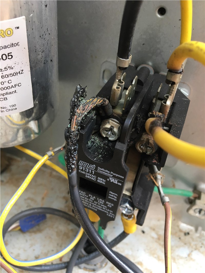 Bad contactor stops air conditioning fan from spinning