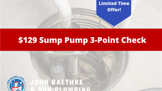 $129 Sump Pump 3-Point Check - Limited Time Offer!