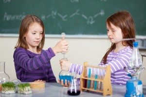 girls doing a science project