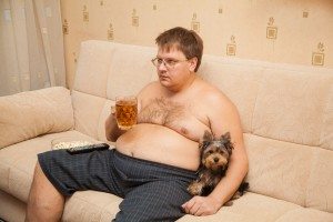 fat man sitting on couch