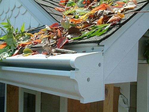 clogged gutters, fall leaves