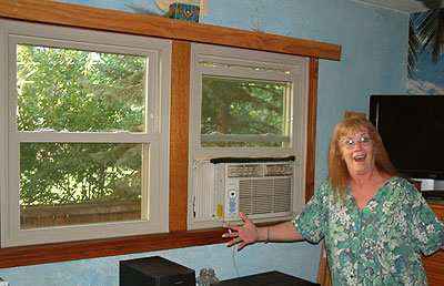 happy woman before window replacement