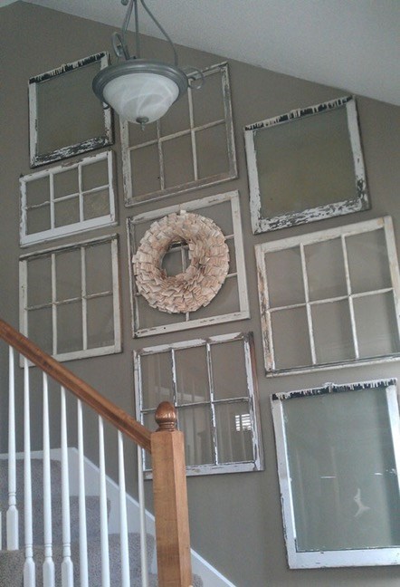 window frame decor on stairway